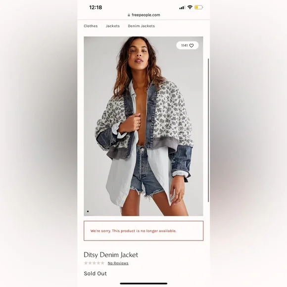 Free People Ditsy Denim Jacket XS/S - Picture 2 of 9